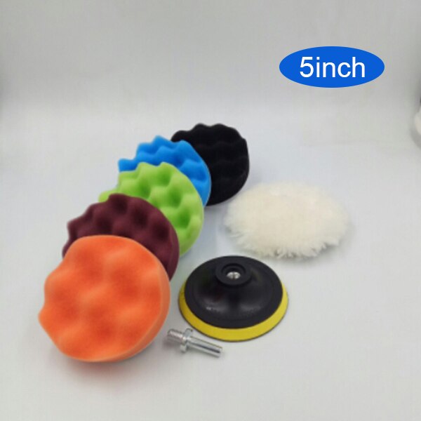 8pcs 3 4 5 6 7Inch Sponge Polishing Waxing Buffing Pads Kit Set Compound For Auto Car NJ88: 5inch