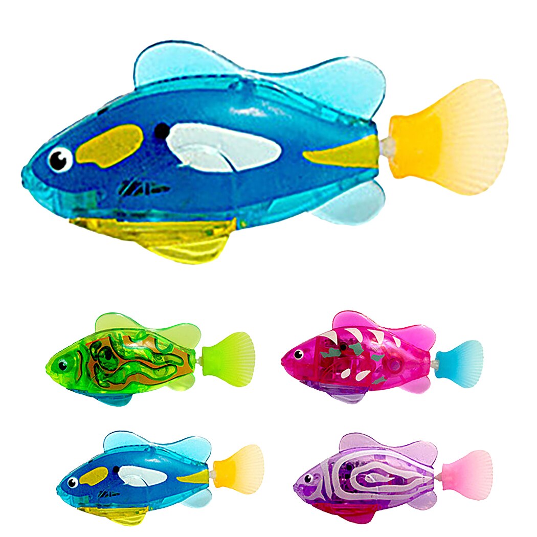 Juguete de peces y gatos para nadar, alimentados por batería, LED activado, pez, Gato de juguete, juguetes de peces con destornillador de maleza acuática para gatos