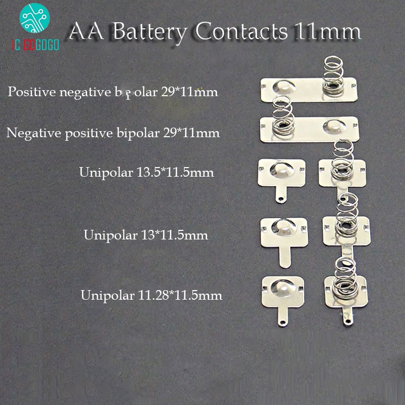 3Pairs AA Battery Contacts Spring Contact Band Plate 13.5/13/11.28*11.5MM 29*11MM Battery Connector Positive Electrode Negative