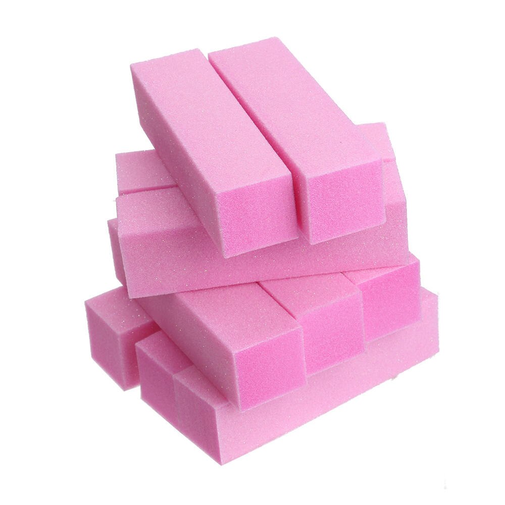 10pcs Pink Sponge Nail Buffers UV Gel Nail File Buffer Block Nail Art Sanding Tool Pedicure Polish Beauty Tools