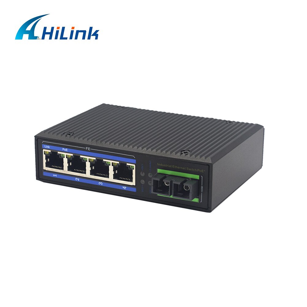 Un-Beheerd Industriële Grade Media Converter 1x100Base Sc 4-Poort 10/100Base Ethernet RJ45 Multimode Dual fiber 2Km