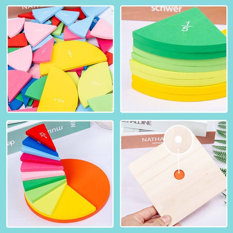 Preschool Learning Educational Games for Toddlers Wooden Fraction Instrument Math Counting Board Early Educational Kit