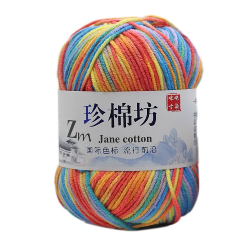 50g/Ball Milk Cotton Hand Knitting Yarn Tie Dyed Ombre Colorful Crochet Thread: B