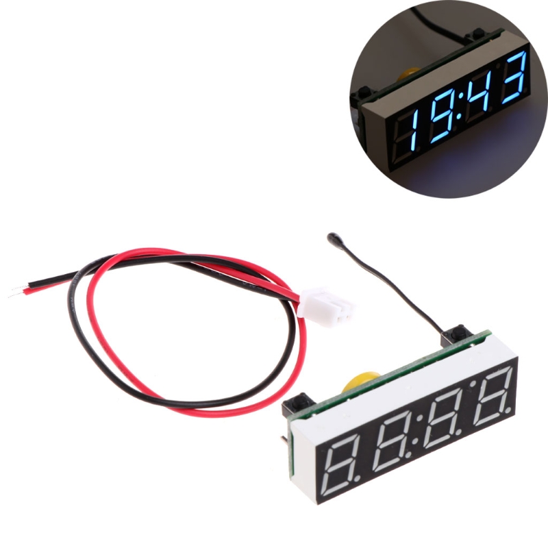 Car 3 in 1 LED DIY Digital Clock Temperature Voltage Module Electronic DC 5~30V R2LC: BL