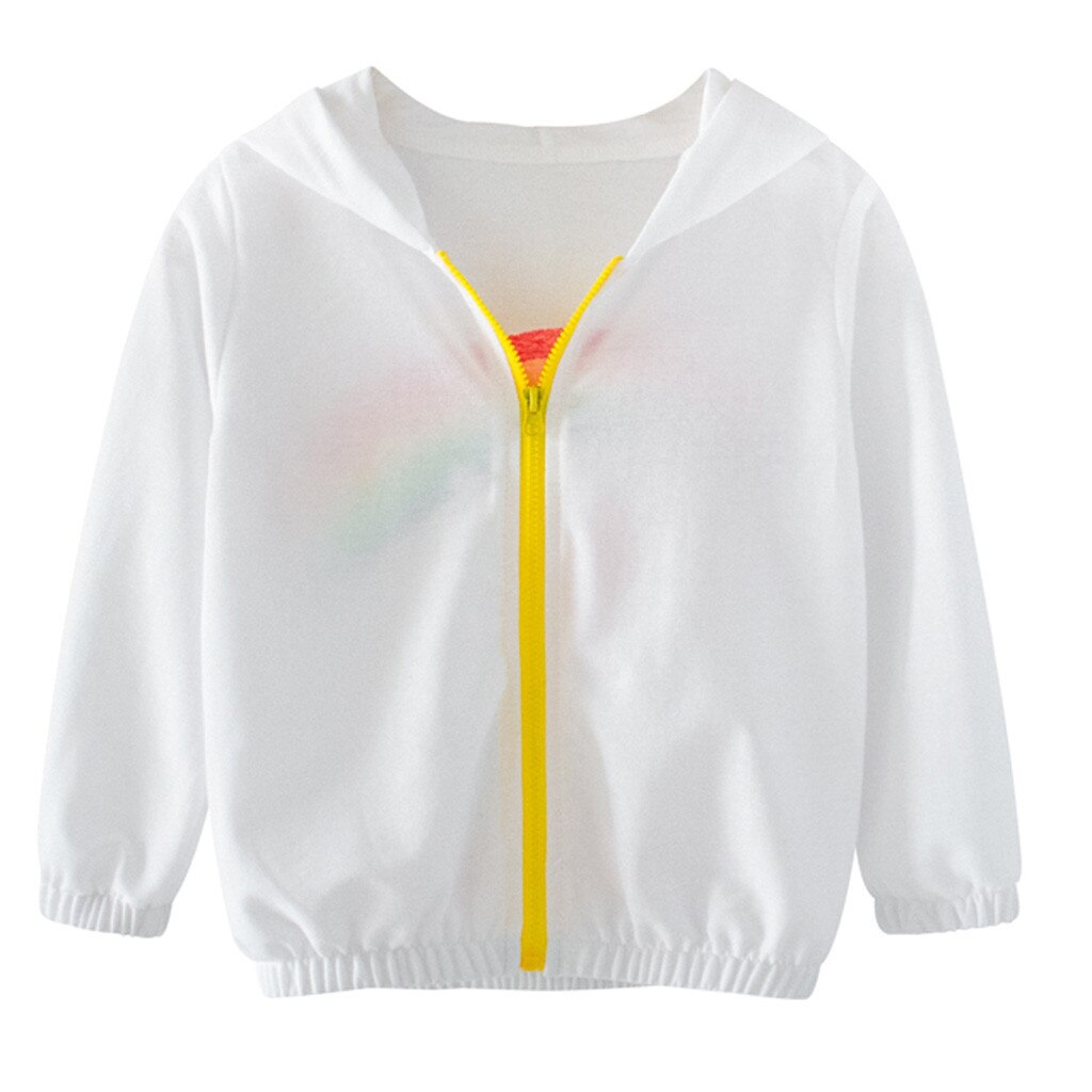 Zomer Baby Kids Zon Beschermende Strand Kleding Baby Bou Baby Meisje Comfortabele Jas Kids Rainbow Print Jas: 8