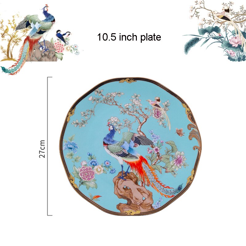 Oosterse Bone China Servies Set Soeppan Combinatie High End Keramische 8Inch Plaat 12Inch Vis Plaat Kruiden Jar: 10.5inch plate