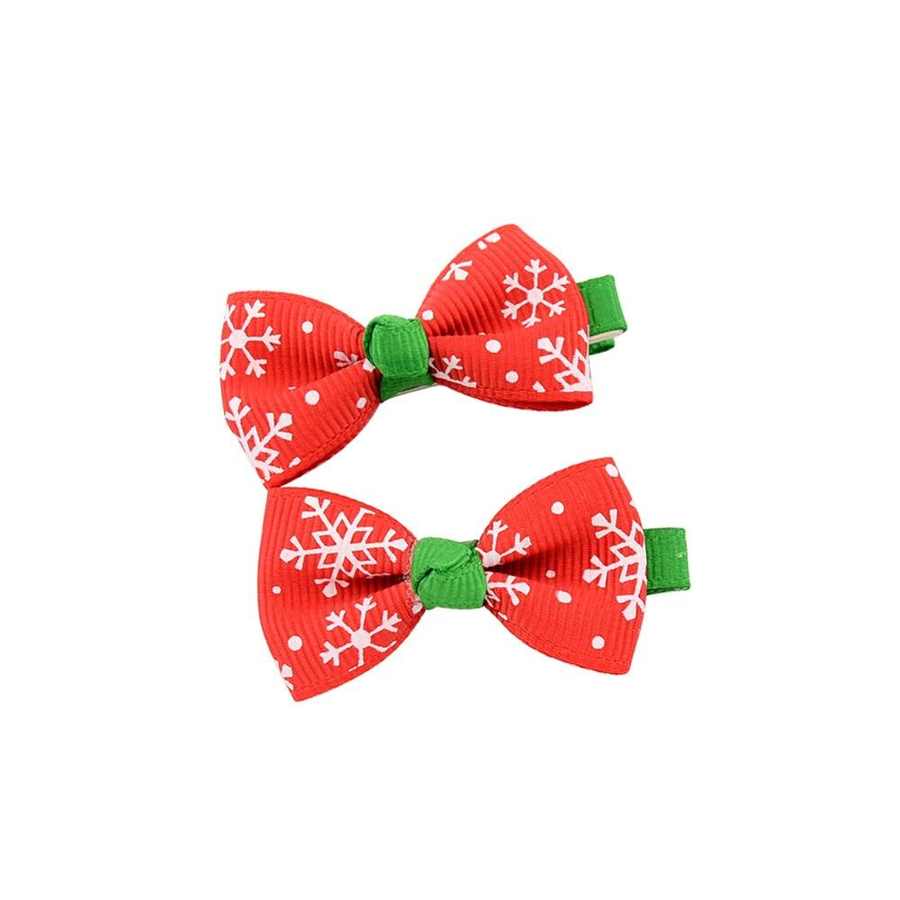 2 teile/satz Weihnachten Kleine Bogen Haarnadeln Für Mädchen freundlicher Süßigkeiten Haar Clips Haar Krawatte Baby Elastische Haar Bands Scrunchy Haar zubehör: 01-rot