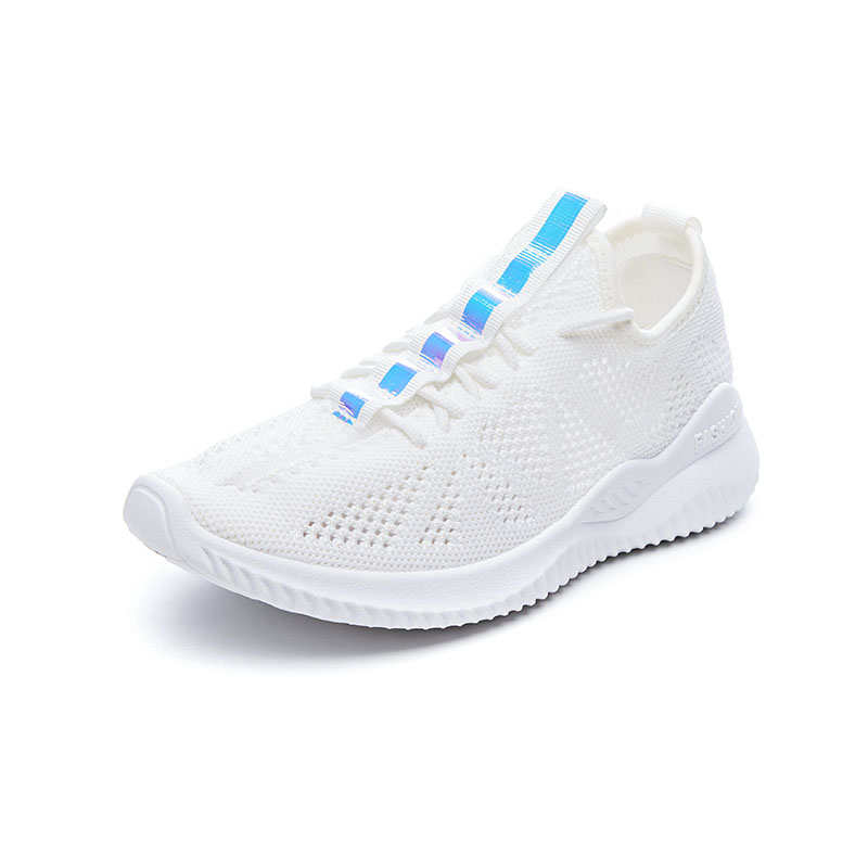 Women's Tennis Shoes - Lace-Up - Breathable Mesh Upper - Rubber Sole - Lightweight & Shock Absorbant: White / 7