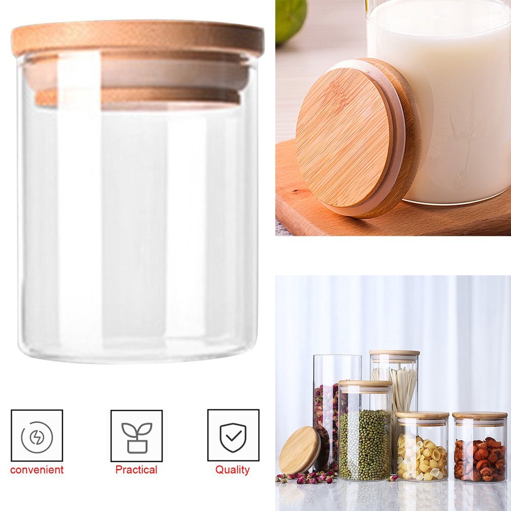 Transparent High Borosilicate Glass Kitchen Storage Bottle Store Food Ingredient Candy Biscuit Storage Jar Organization