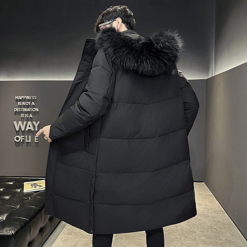 Miesten pitkä talviuntuvatakki, rento paksu tuulenpitävä valkoinen ankanuntuvatakki, kylmänkestävä takki, merkkinen hiihtotakki, lämmin toppatakki isolla turkiskauluksella