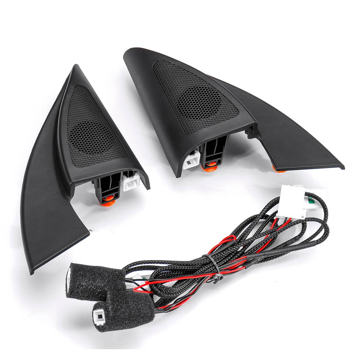 2pcs Black Front Triangle Head Tweeter Speaker with Wire Car tweeter audio trumpet speakers tweeter For kia RIO K2