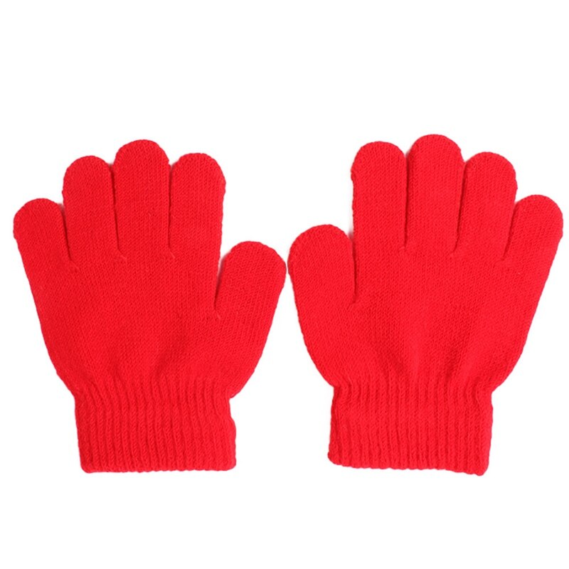 Bebê infantil inverno quente luvas de malha cor sólida menina menino elástico dedo cheio moda crianças luvas de esqui presentes: RD