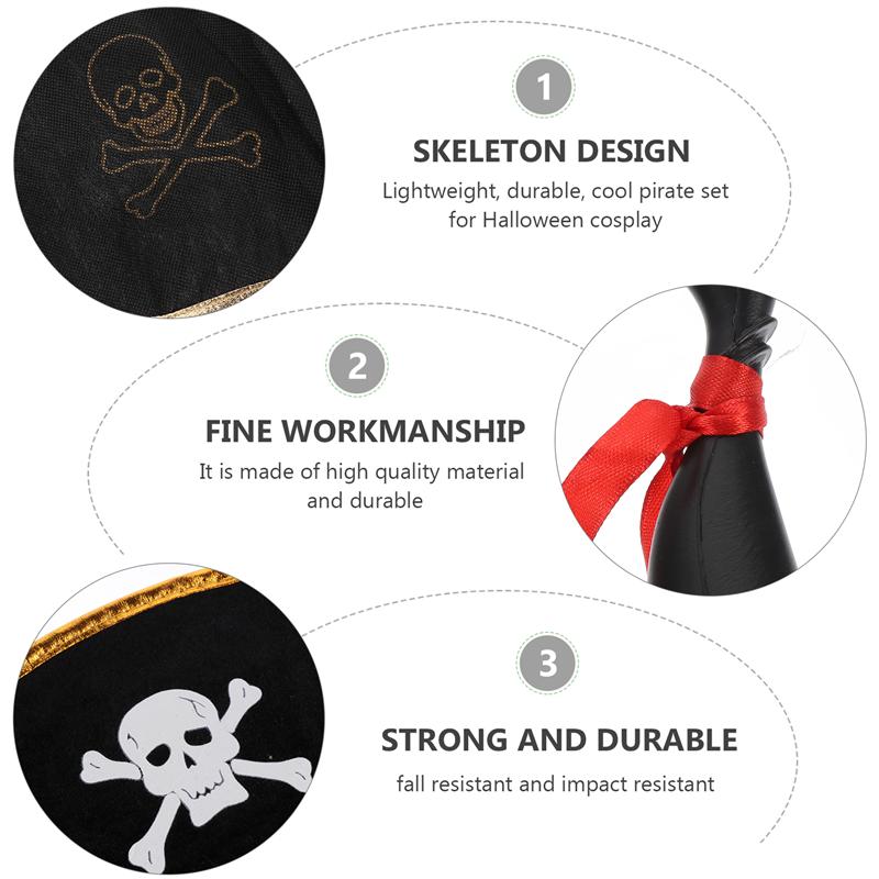 1 set van /4 stuks piratenkostuum rekwisieten, speelgoed voor fantasiespel, verkleedpartij, cosplay, piratenvoorstelling rekwisieten