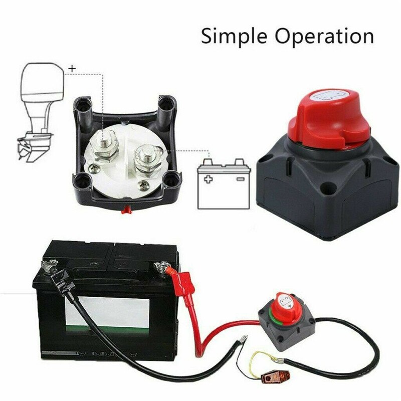 12V Battery Isolator Disconnect Rotary Switch Cut on/Off AUTO -Removable Knob Marine Battery Isolator Cut Off Kill Switch Boat