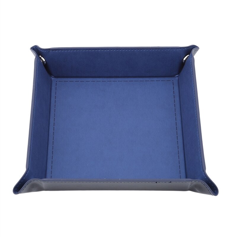 Hexagonal Foldable Pu Velvet Dice Tray Foldable Pu Tray Desktop Folding Storage Tray Dice Game Storage Portable Rolling Tray: Dark blue Style 1