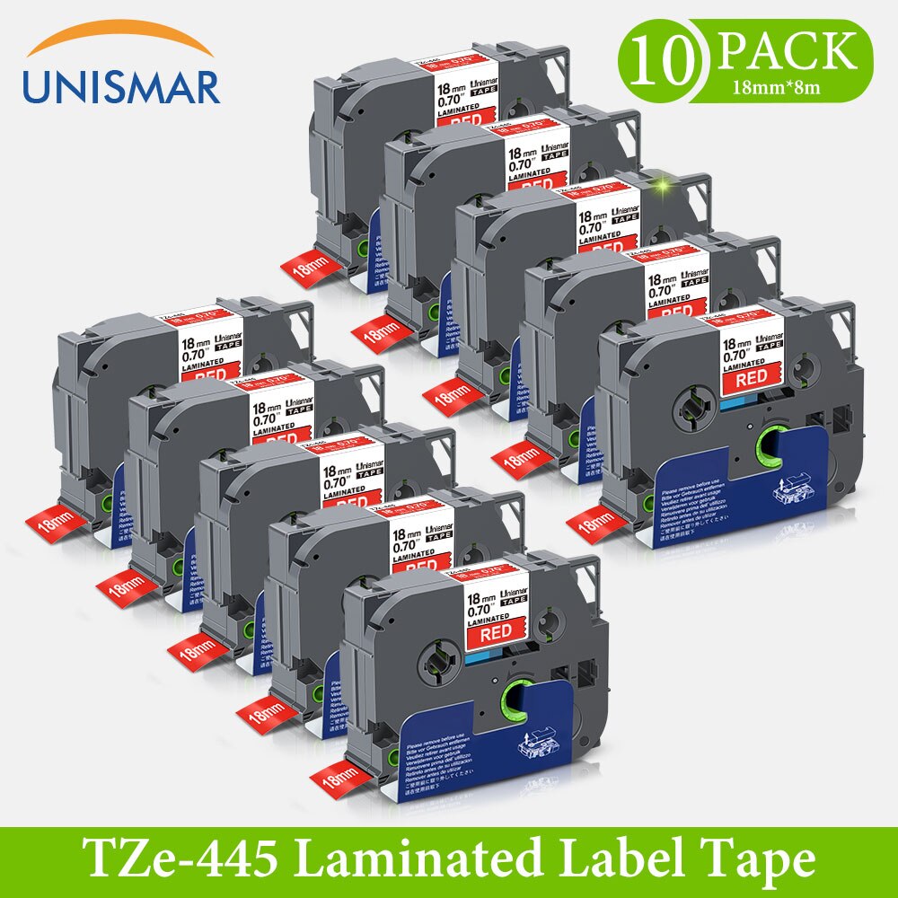 10PK 18mm TZe-141 Black on Clear White TZe-241 Label Tapes for Brother TZe141 TZ-141 P-touch Label Printer Laminated Label Maker: White on Red