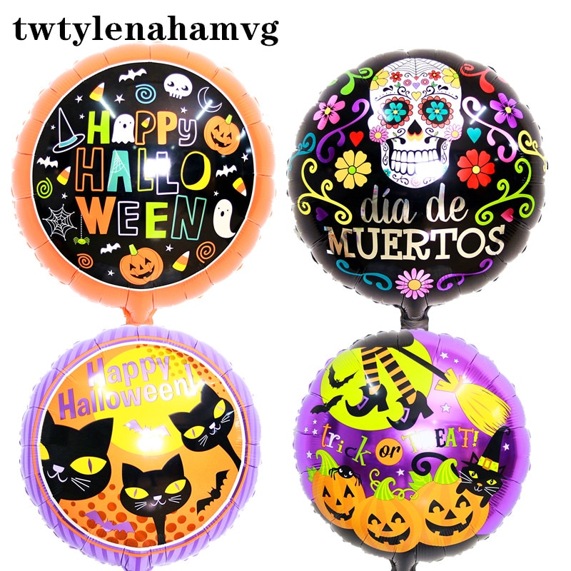 Couleur Mini taille Halloween dessin animé modèle 18 pouces rond feuille d'aluminium ballon préféré des enfants fête décoration jouet