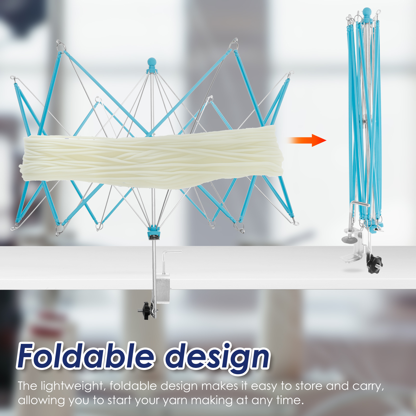 Umbrella Yarn Swift with Table Clamp Portable Yarn Swift Winder Essential Crochet Tools Easy Setup and Low Noise for Skeins
