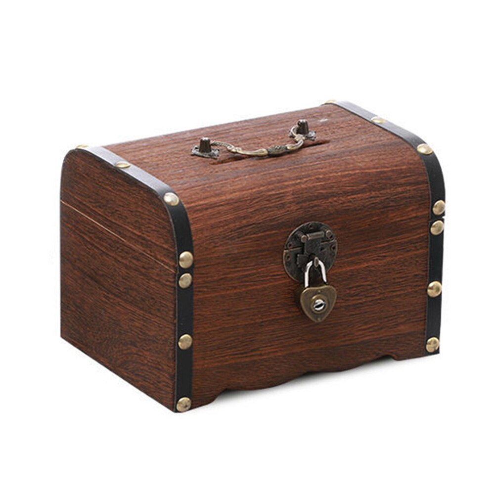Cassa del tesoro in legno cassa del tesoro in legno Vintage ▾ cassa salvadanaio a prova di caduta con serratura: B15CM10CM10CM