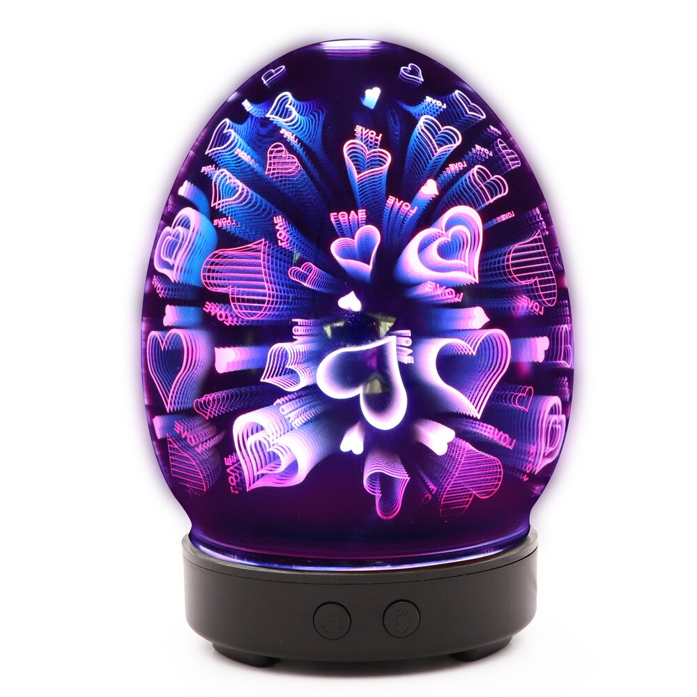 3d glazen etherische olie aromatherapie diffuser voor thuis, ultrasone luchtbevochtiger, olie aroma diffuser met led-licht voor thuiskantoor: Hemelsblauw / Jp-stekker