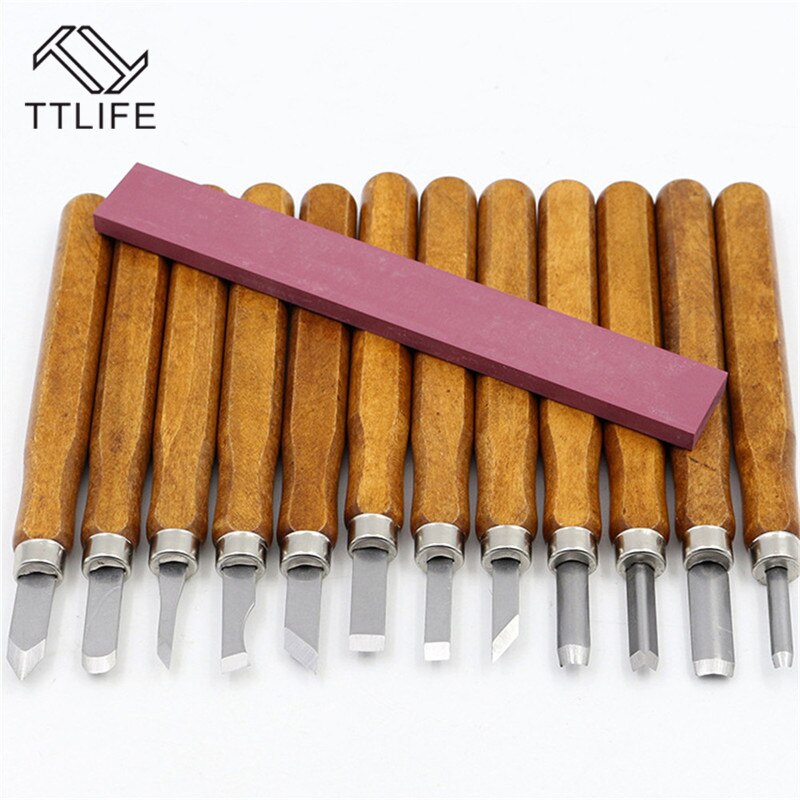 TTLIFE 12PCS Wood Carving Hand Chisel Set Kit Woodworking Tools Beginner Chisel DIY Detailed Hand Tools SK5 Carbon Steel Blade