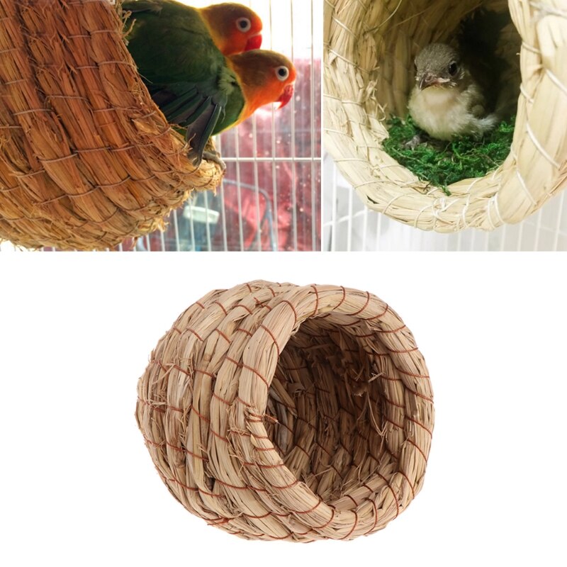 Bird Nest Woven Natural Straw Parrots Pigeon Swallow Small House Cage Handmade