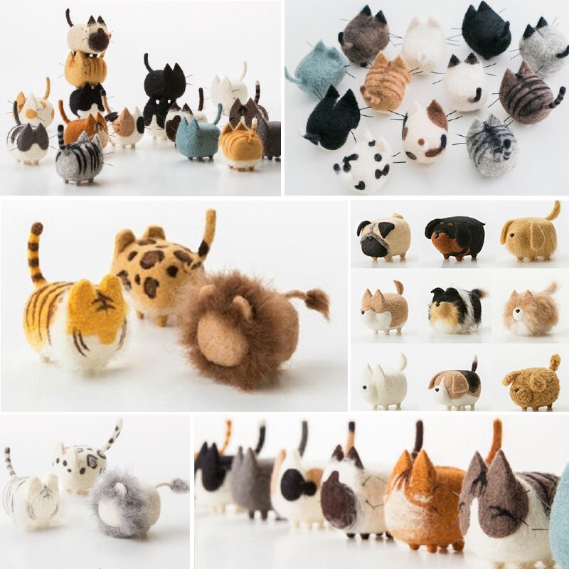 Chien et chat feutre piquer Le bricolage fait à la main matériel sac chat renard Doberman chien raton laveur Animal broche matériel sac