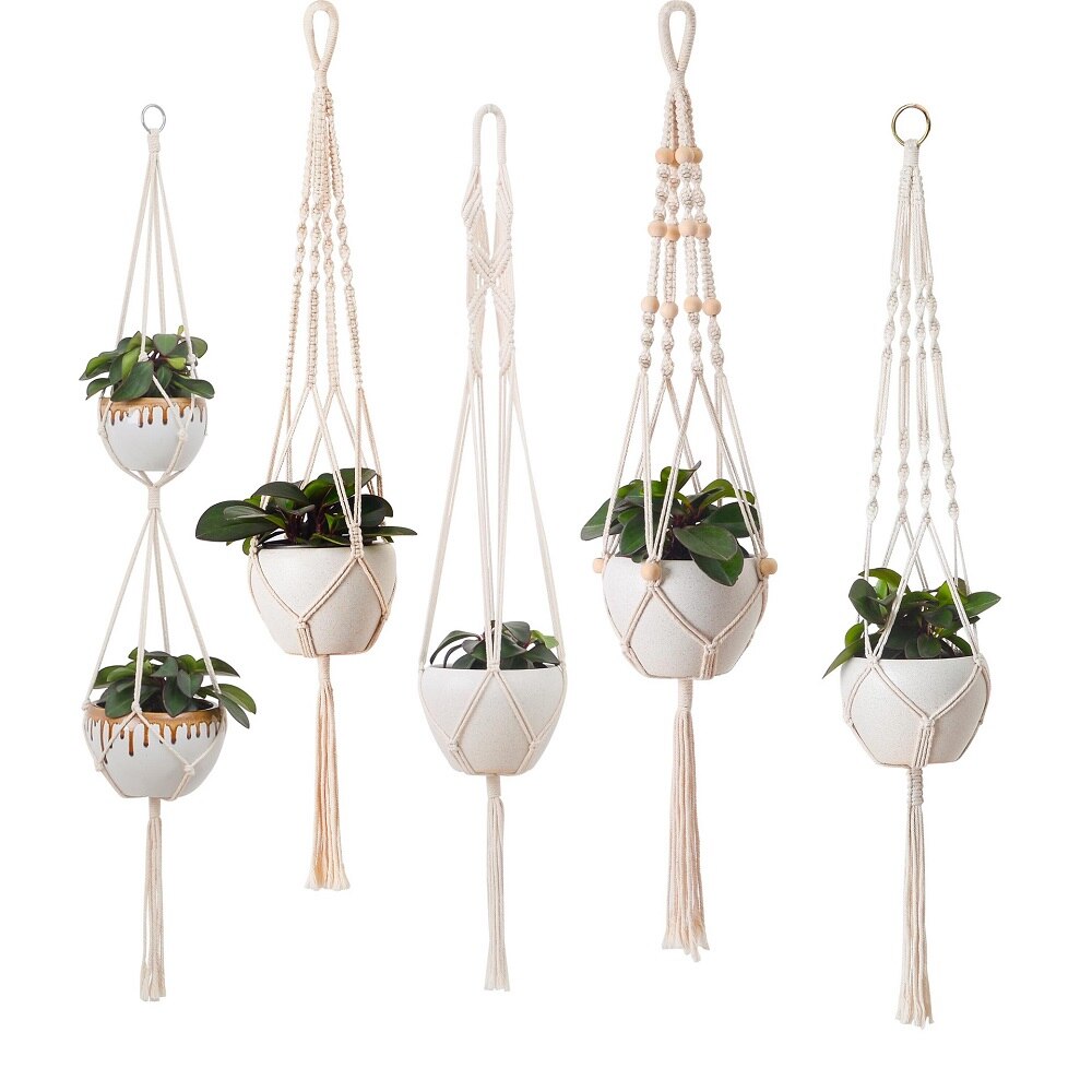 Plant Handgemaakte Macrame Plant Hanger Bloempot Haak Planter Hanger Muur Decor Binnenplaats Tuin Opknoping Mand Room Decor