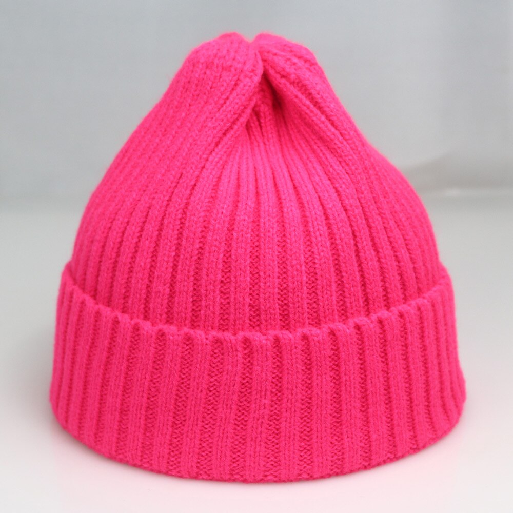 Jasny zwykły czapka dzianinowa zimowe damskie czapki puste szydełkowe paski Skullies czapka neonowy żółty gorący różowy szary biały