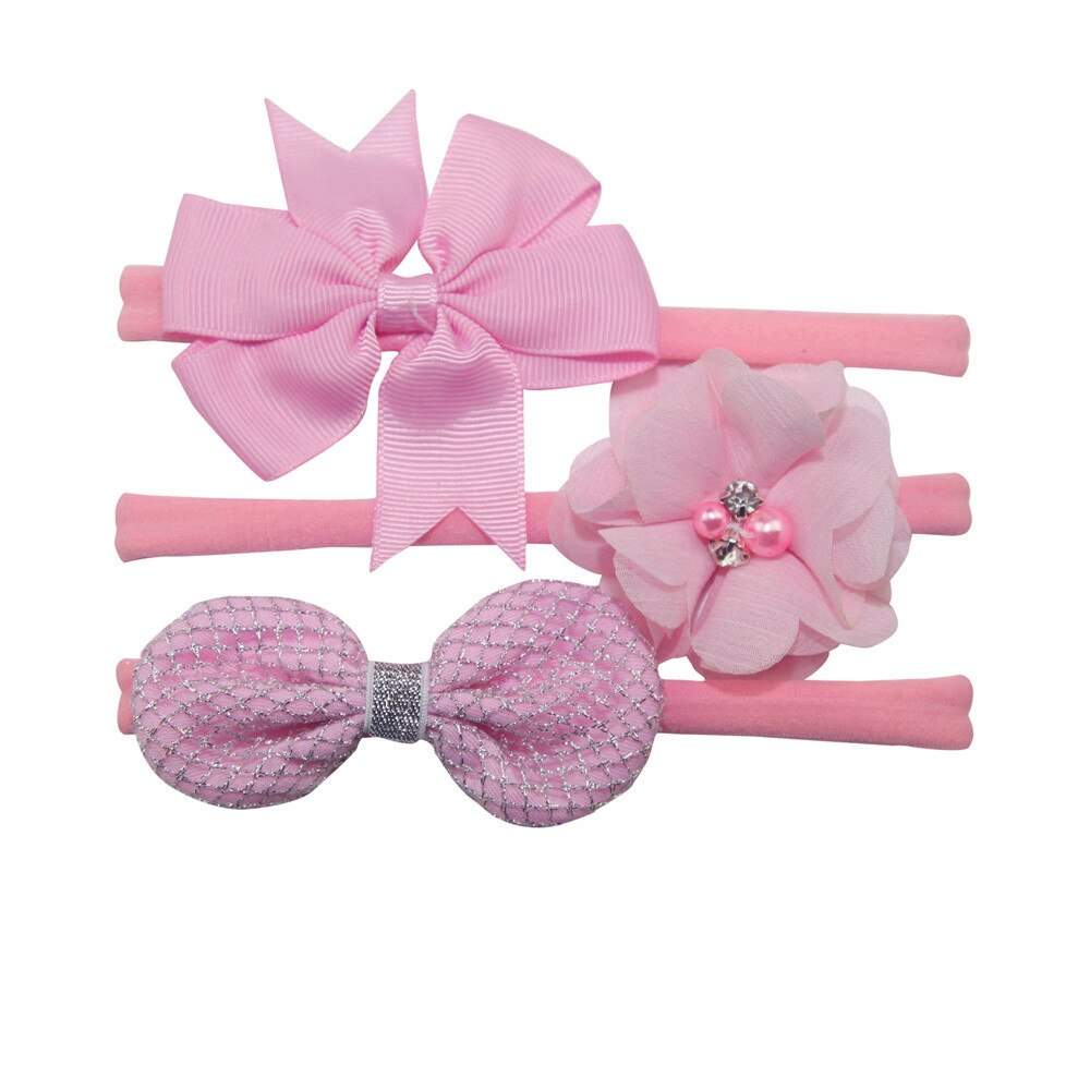 3 teile/los Kinder Elastische Floral Stirnband Baby Bowknot Haar Bands Headwear Set Mädchen Haar Zubehör Nette Baby Mädchen Geburtstag