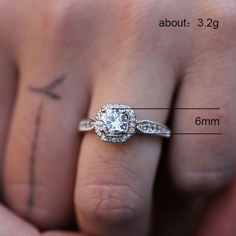 Huitan Romantic Cocktail Party Ring with Round Brilliant Cubic Zirconia Prong Setting Valentines Rings for Women