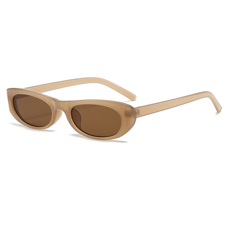 Gafas de sol negras con forma de ojo de gato para mujer, anteojos de sol femeninos, con montura estrecha, rectangulares, pequeños, UV400, 2024: YELLOW
