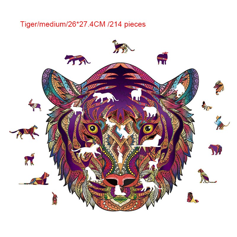 5 styles en bois dessin animé bricolage Lion Koala tigre marmotte Dragon jouet maison Puzzle pièces de Puzzle Photo murale Photo papier peint: C2