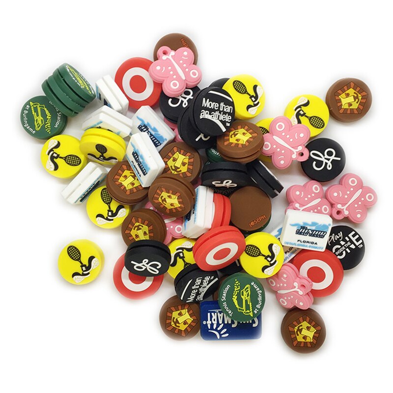 POWERTI 50pcs/lot Funny Tennis Racket Vibration Dampener Cute Silicone Rubber OEM Tennis Dampener