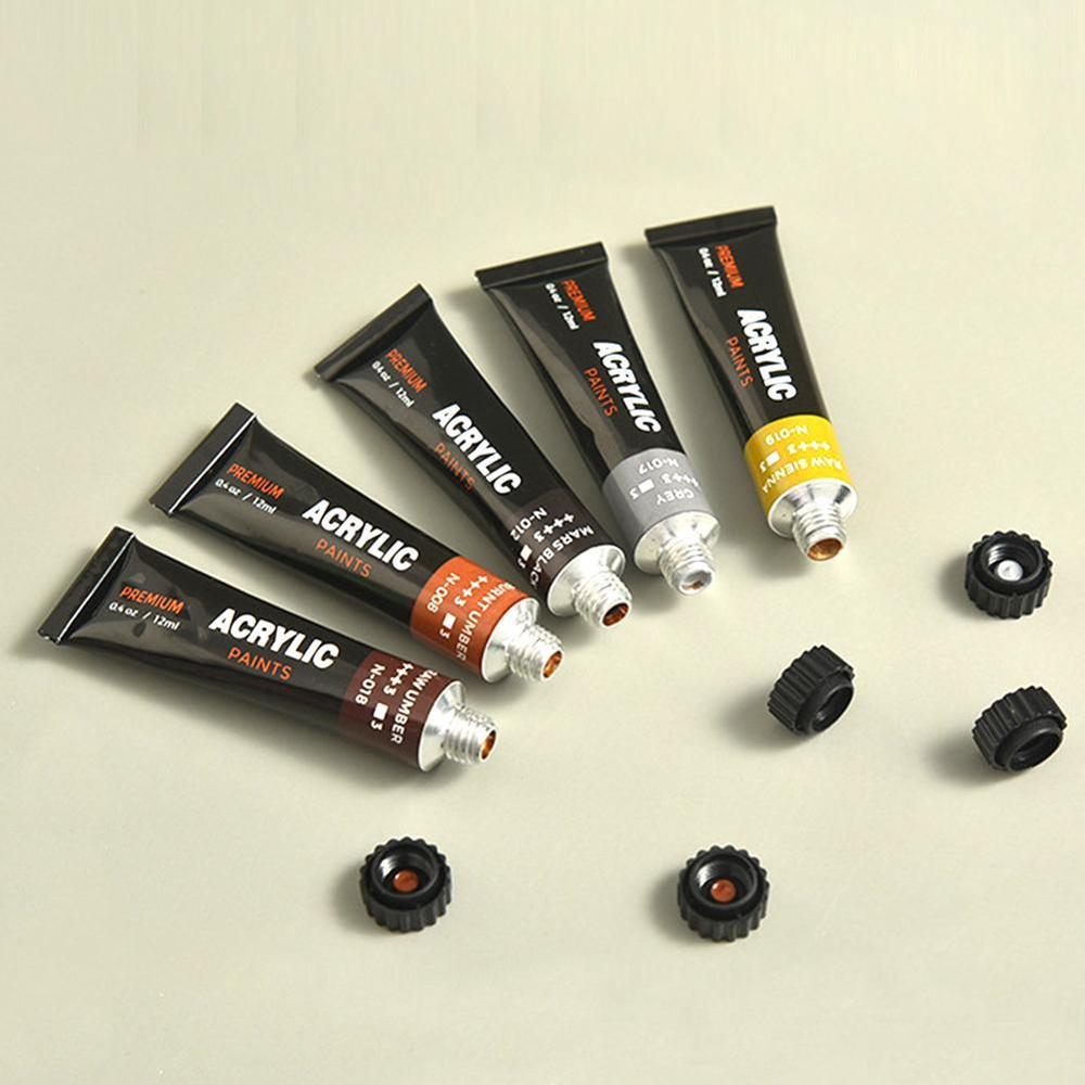 12/24 Colors 12ml Tube Waterproof Acrylic Paint Set Student Stationery School Art Painting Paint