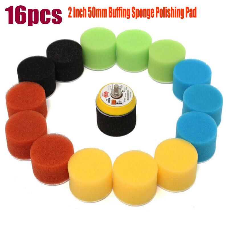 16Pcs/Set Polishing Pad For Car Polisher 2 Inch 50mm Polishing Circle Buffing Pad Tool Kit For Car Polisher Wax Pulidora Auto