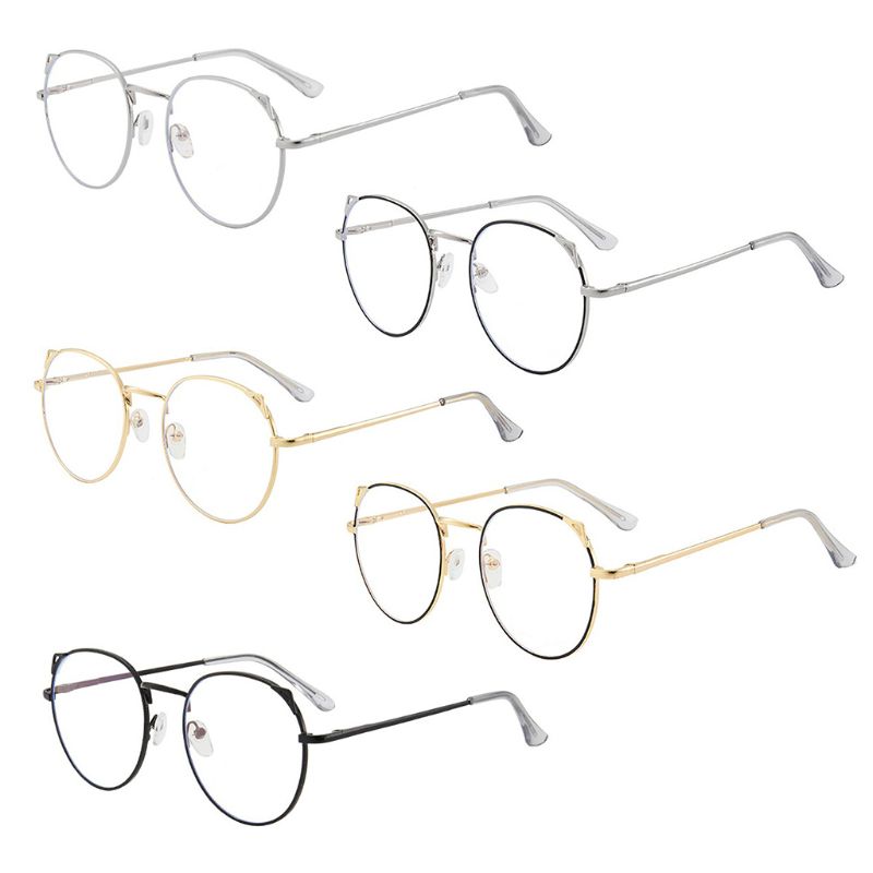 Antiblått ljus söta runda kattöron glasögonbågar dator ögonskydd optiska glasögon unisex