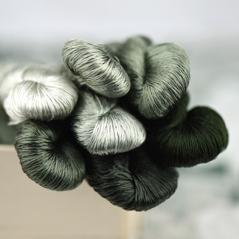 Zijde Borduurgaren/100% Zijden Draad/Hand Borduren Borduren Kruissteek/Verdorde Groen/7 Pure Kleuren