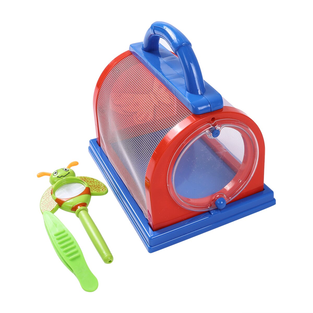 Insect Kooi Nylon Mesh Kleur Blok Ventilatie Insect Dozen Kleuterschool Omvangrijk Science Experiment Voerbox: Red Blue