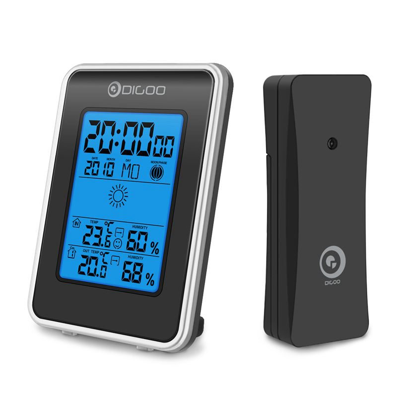 Digoo DG-TH1981 Station météo numérique LCD hygromètre thermomètre mètre sans fil intérieur extérieur prévision capteur horloge rétro-éclairage: Default Title