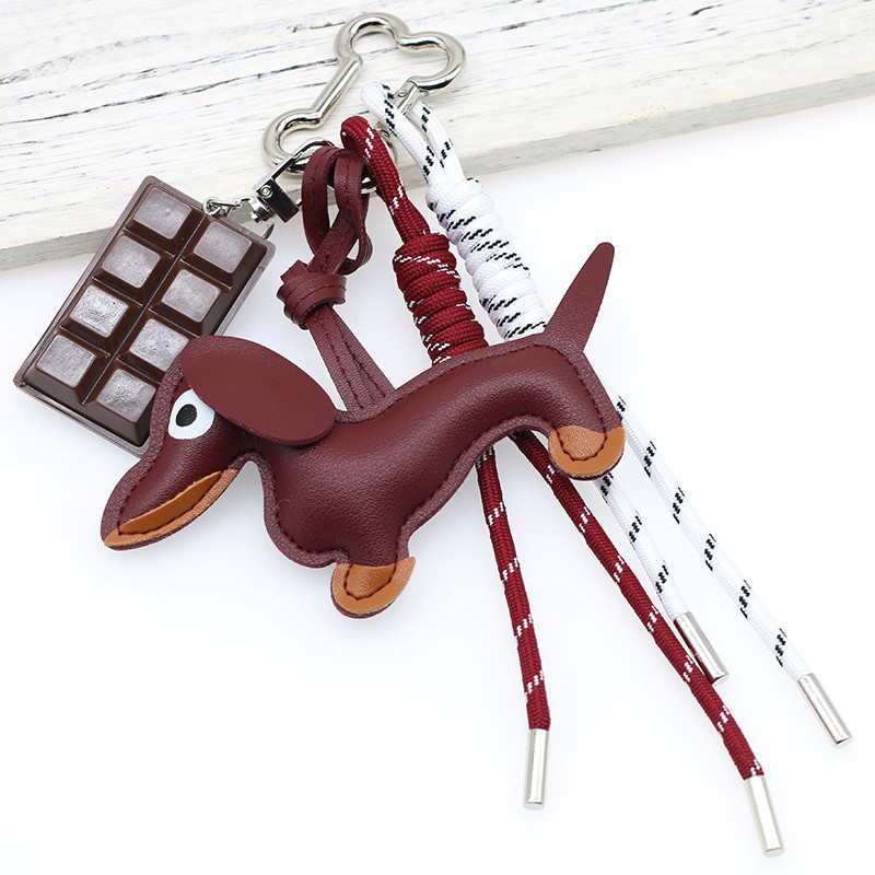 Braided Rope Bag Pendant High-grade Keychain Pendant Ruth's Same Style Dachshund Pendant Suitable For Phone Bag Accessories: Orange