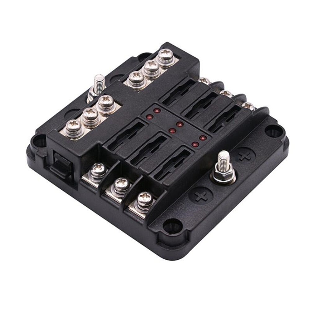 6 way 12V-24V car power distribution blade fuse bracket box block panel fuse LED indicators Marine applications