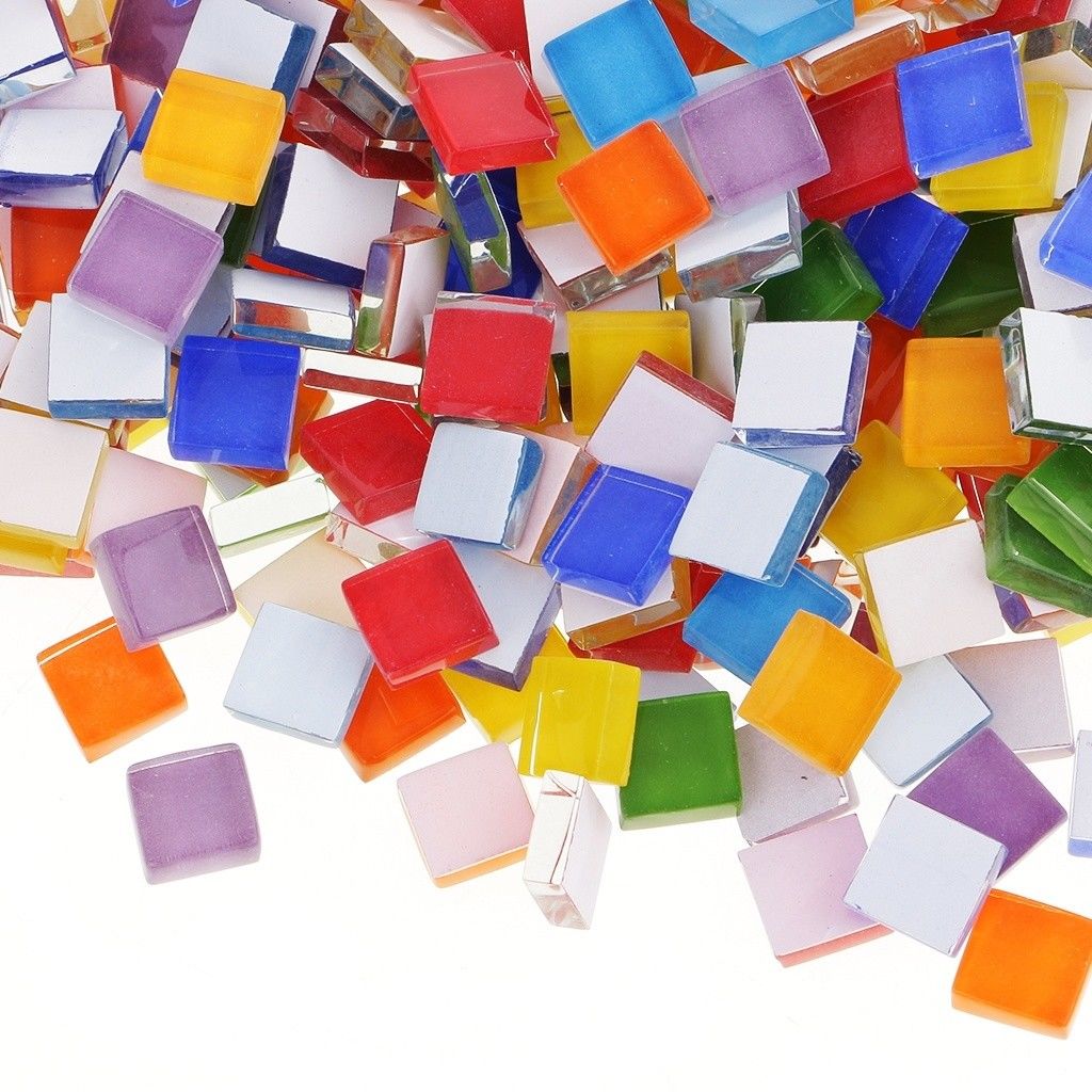 Mosaikfliser i blandet farve, der passer til diy håndværk boligindretning  (100g)