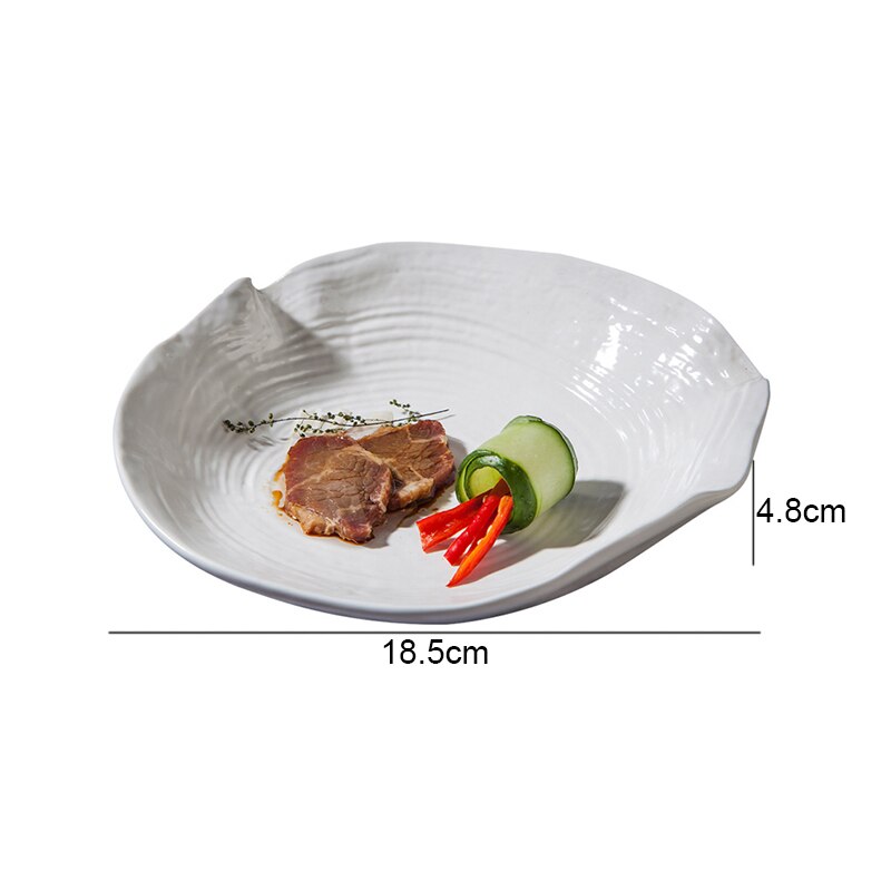 Ceramic Pasta Steak Plates Dinner Dish Shaped Tableware Salad Plate Snack Desserts Tray Hotel Restaurant Vegetable Dish: 7 inch 1