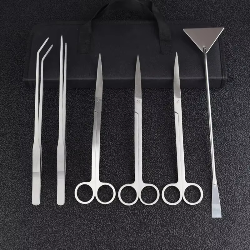 Aquarium Schere Pinzette Werkzeug Aquarium Pflanzen Welle Schere Gras Edelstahl Reinigung Werkzeuge Lagerung Halter Aquarium Zubehör