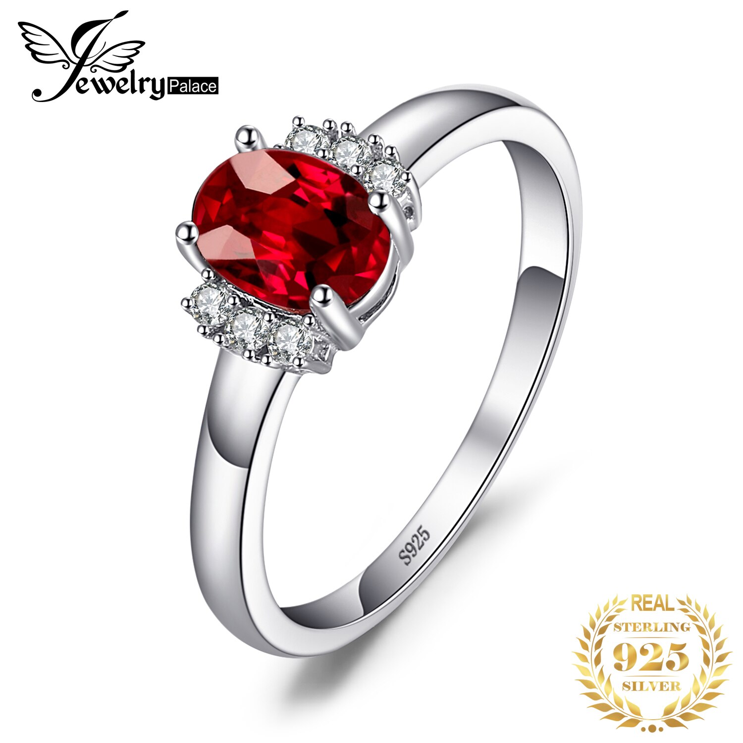 Jewelrypalace oval rød naturlig rød granat 925 ringer i sterlingsølv til kvinner forlovelsesringer med edelsten og fødselsstein