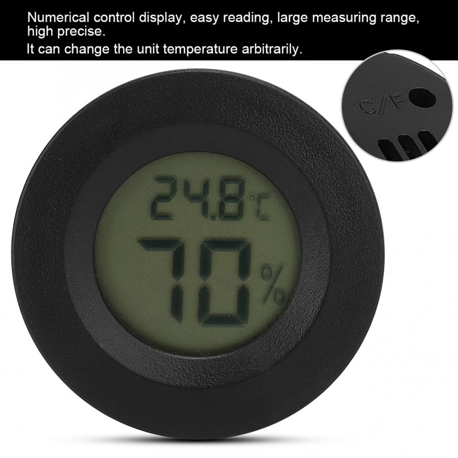 Digital termometer indlejret rundformet digital krybdyr termometer hygrometer fugtighed temperaturmåler høj præcis: Default Title
