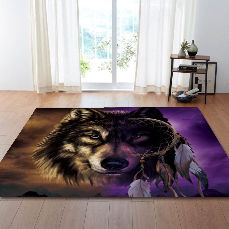 Woonkamer Grote Tapijt Wolf Dream Catcher Paars Bruin Gebied Tapijt Antislip Vloermat 50x8 0Cm/80x12 0Cm/100x15 0Cm/100x120cm