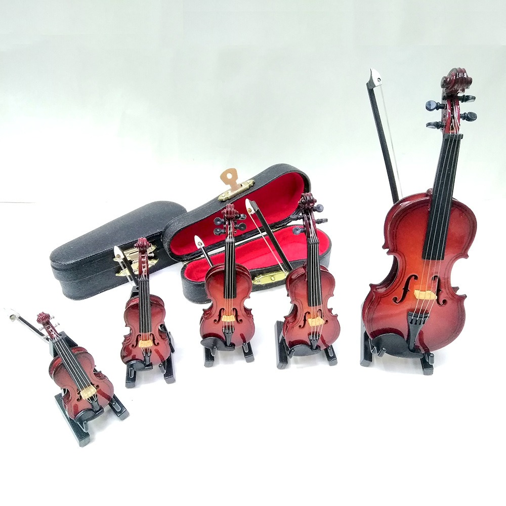 Collezione di strumenti musicali in legno da 20cm ornamenti decorativi mini violino caldo con supporto decorazione modello in miniatura