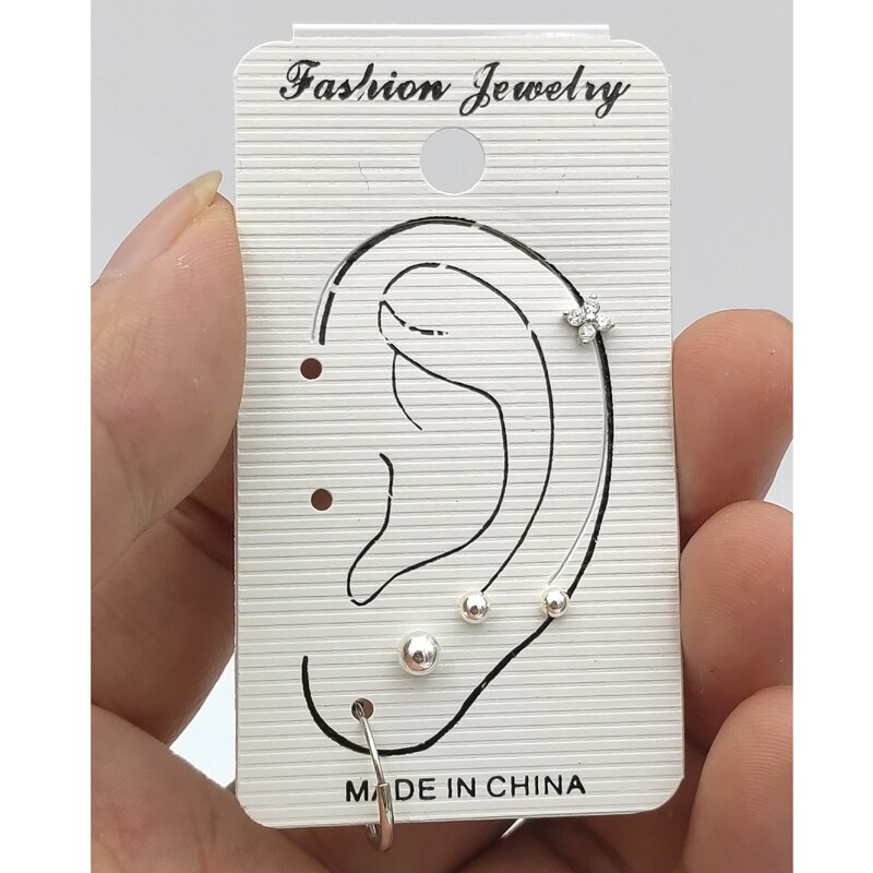 5 Stks/set 925 Sterling Zilver Tiny Ball Ear Stud Bloem Oorbel Helix Kraakbeen Tragus Piercing Sieraden